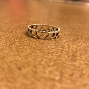 Silver James Avery Tiny Hearts Band Ring Size 7.5
